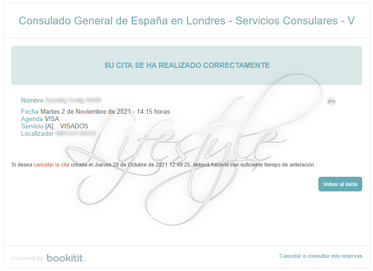 Confirmation of Appoint Spanish Consulate London